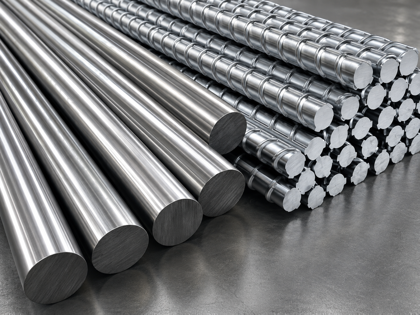 Smooth metal bars and rebar coils